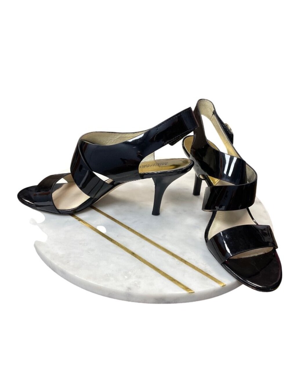 Michael Kors wms black leather patent sling back dress heels sz 10M SKU 10-730